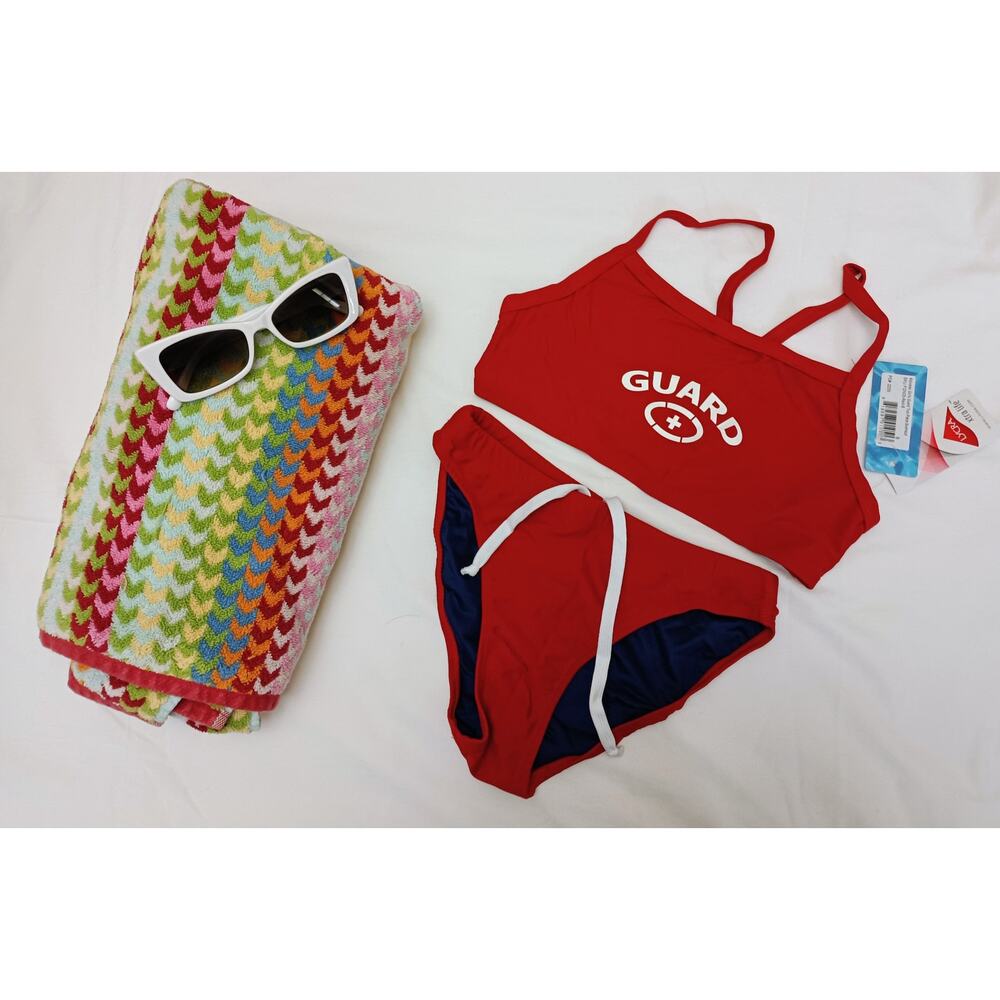 Adoretex - Red Lifeguard 'Guard' Two Piece Bikini Swimsuit Set - Sz 6 - NWT